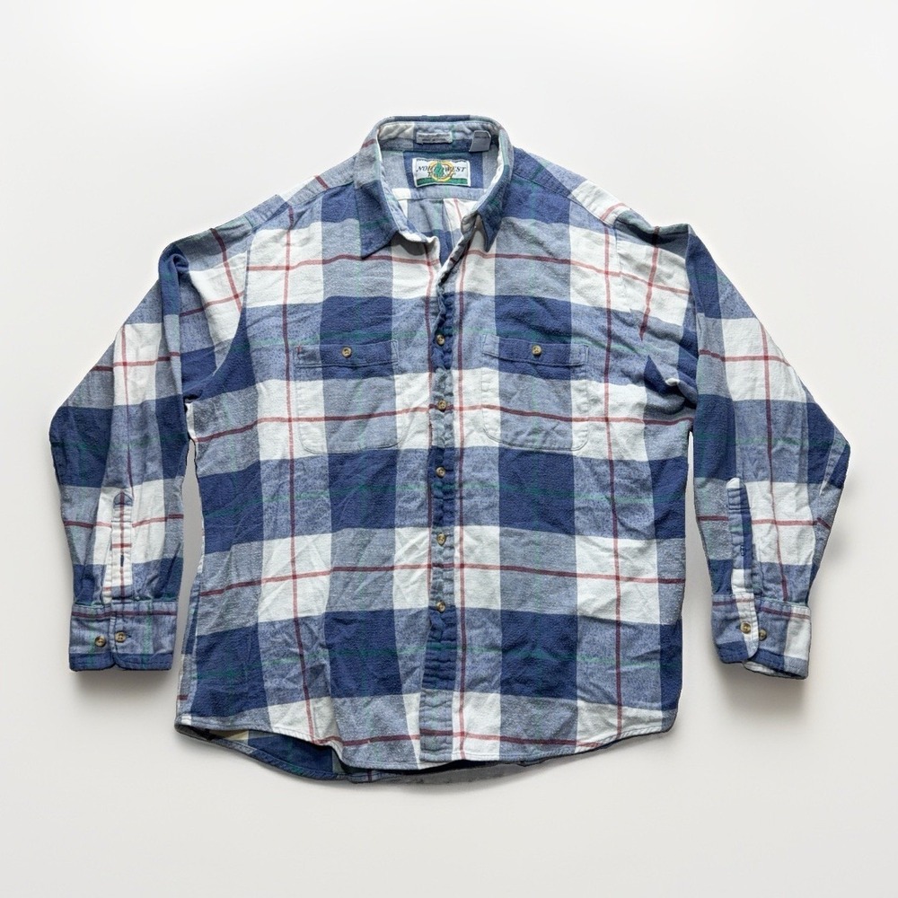 Vintage Northwest Territory Shirt Mens XL Blue Plaid Flannel Grunge Skate 90s